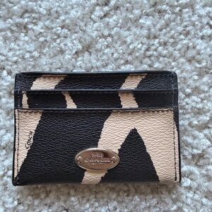 Coach Black and Tan Card Holder